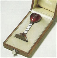 1896 Fabergé Miniature (4½ in., 11.5 cm.) in a 1997 Stockholm Exhibition