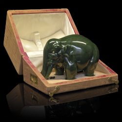 Nephrite Model of an Elephant  November 26, 2014  MacDougall’s London, Russian Works of Art, Fabergé and Icons
