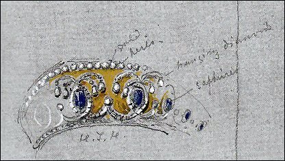 Study (detail) by Nicholas Chevailer of the Jewels Worn by the Tsarevna Dagmar in 1874 (Courtesy The Royal Collection)