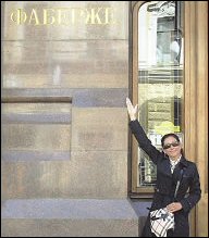 Alessia Sturli of Milan, Italy, visiting the original Fabergé shop location in St. Petersburg, Russia