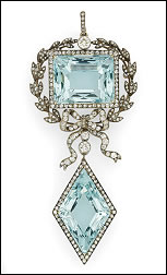 Aquamarine and Diamond Pendant Brooch