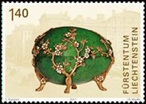 Kelch Apple Blossom Egg and Stamp (Courtesy Liechtensteinisches Landesmuseum and Philatelie Liechtenstein)