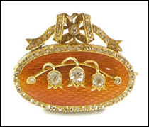 Fabergé Jeweled Gold-Mounted Guilloché Enamel Brooch (Courtesy McFerrin Collection)