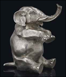 Seated Elephant Table Lighter, Hinged Head Opens the Lighter Fluid Compartment, Stock #1613, Price Realized: $57,075