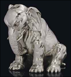 Seated Elephant Table Lighter, 4.5 in./11.5 cm high, 27.37 oz./851.2 gr. of silver, $75,910
