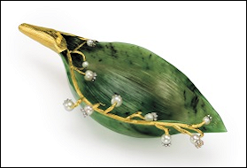 Nephrite Study of a Lily of the Valley Leaf by Fabergé (Joan Rivers Collection)