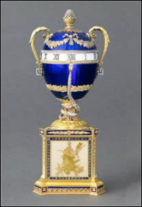 1895 Fabergé Blue Serpent Egg Clock (Courtesy Prince Albert III of Monaco Collection)