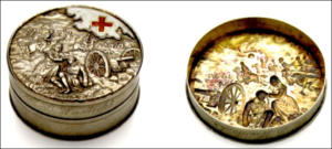 Chased Red Cross Box, Workshop of Anna Ringe before 1912, 2” in Diameter (Courtesy The McFerrin Collection)