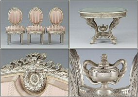 Chairs and Table with Details of the 12-piece Set (Courtesy Bukowskis)