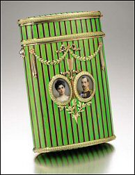 25th Anniversary (left) and Grand Duchess Elena Vladimirovna of Russia and Prince Nicholas of Greece and Denmark Cigarette Cases (Courtesy Sotheby's London)