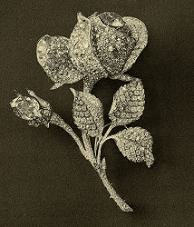 Fersman Plate XXXIII: (Fabergé) Diamond Brooch Representing a Rose with Leaves No. 49