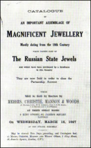 Catalogue of an Important Assemblage of Magnificent Jewellery - Mostly Dating from the 18th Century which Formed Part of The Russian State Jewels (Courtesy Marie Betteley)