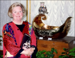 Carol Warner at the 1993 Hermitage Museum Fabergé: Imperial Jeweler Exhibition (Photograph Courtesy of Carol Warner)
