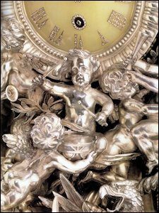 Alexander III 25th Anniversary Clock with Detail, St. Petersburg, 1891, 27 in. (68.5 cm) high (Christie's New York, April 18, 1996, now State Hermitage Collection)