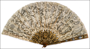 Brussels Lace Fan with Tortoise Shell Guard Marked Mikhail Perkhin on the Loop (Eberle, Catalog #395)
