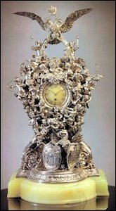 Alexander III 25th Wedding Anniversary Clock by Fabergé, 1891 (Courtesy Christie’s New York)