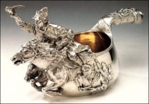 Fabergé Silver Falconer Kosvh (21 in./53.3 cm) (Courtesy Sotheby’s)