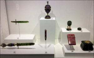 Fabergé and Fauxbergé Display Case in the McFerrin Gallery, Houston, Texas (Photographs by Pat Hazlett)